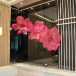 suspending sakura metalace sculpture